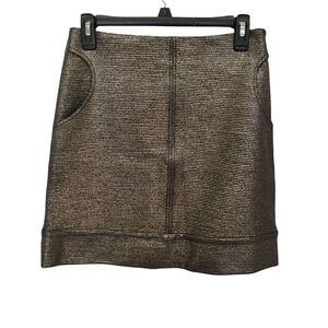 Diane Von Furstenberg Skirt Womens Size 0 Metallic Black Striped Disco Mini Wool